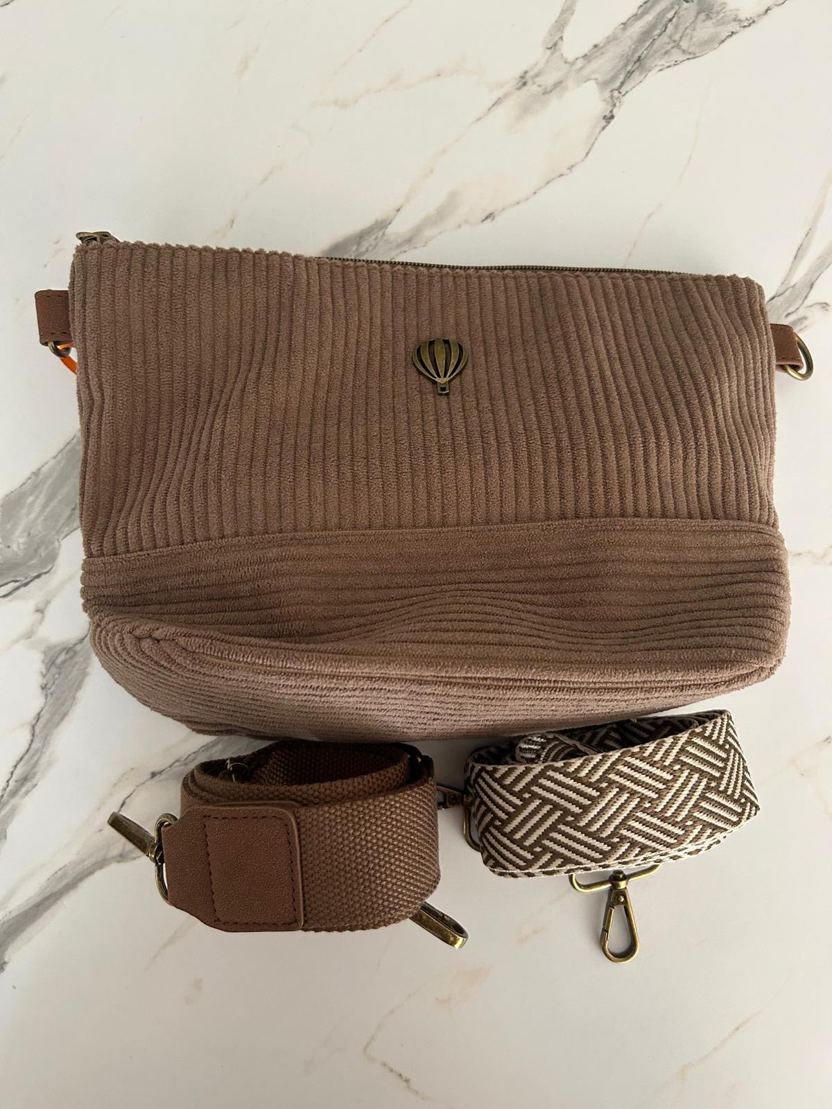 Sac Velours Duvika - Moka - Le Voyage en Panier