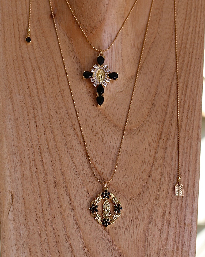 Sautoir Réglable Croix Noire - Coco Loizo