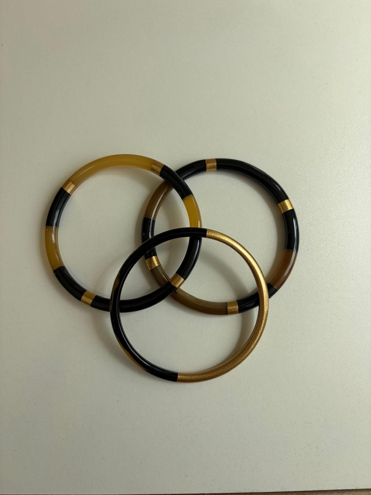 Lot Bracelet Corne - Noir & Doré - Thelma & Nina