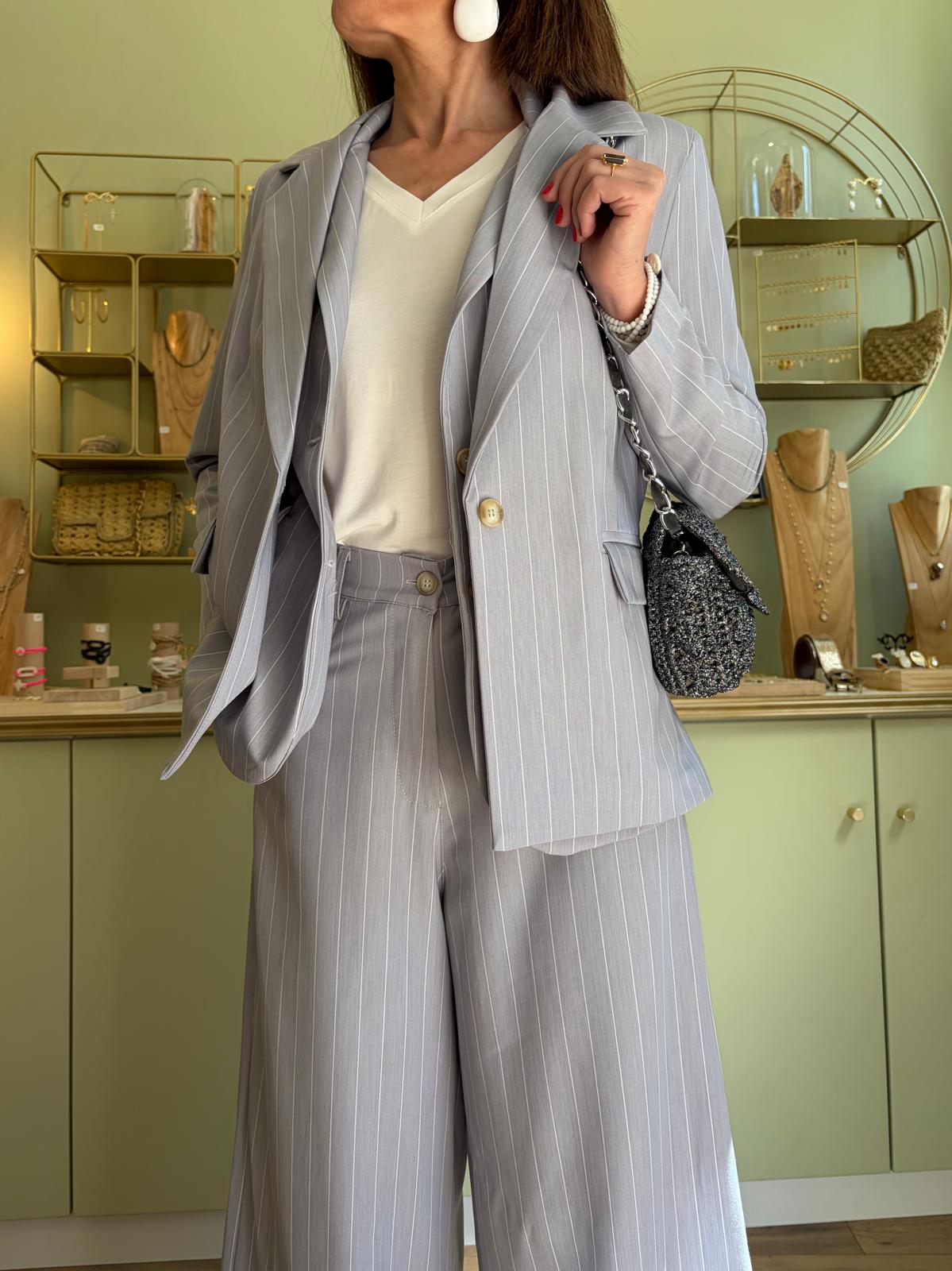 Blazer à Rayures Éma - Gris - Pako Litto