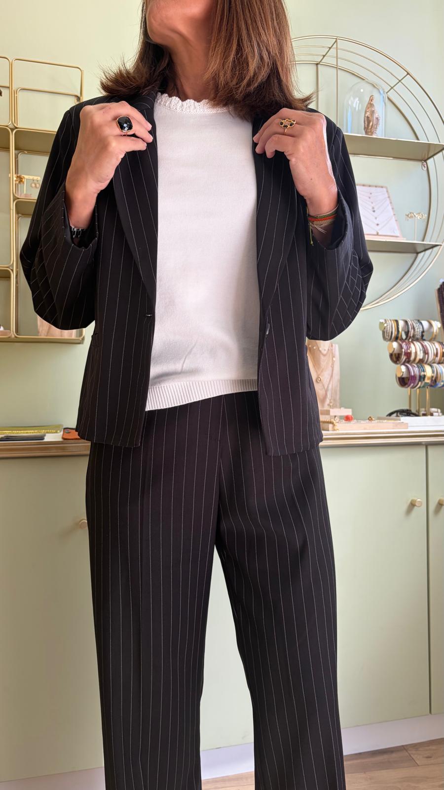 Pantalon à Rayures Éden - Noir - Pako Litto