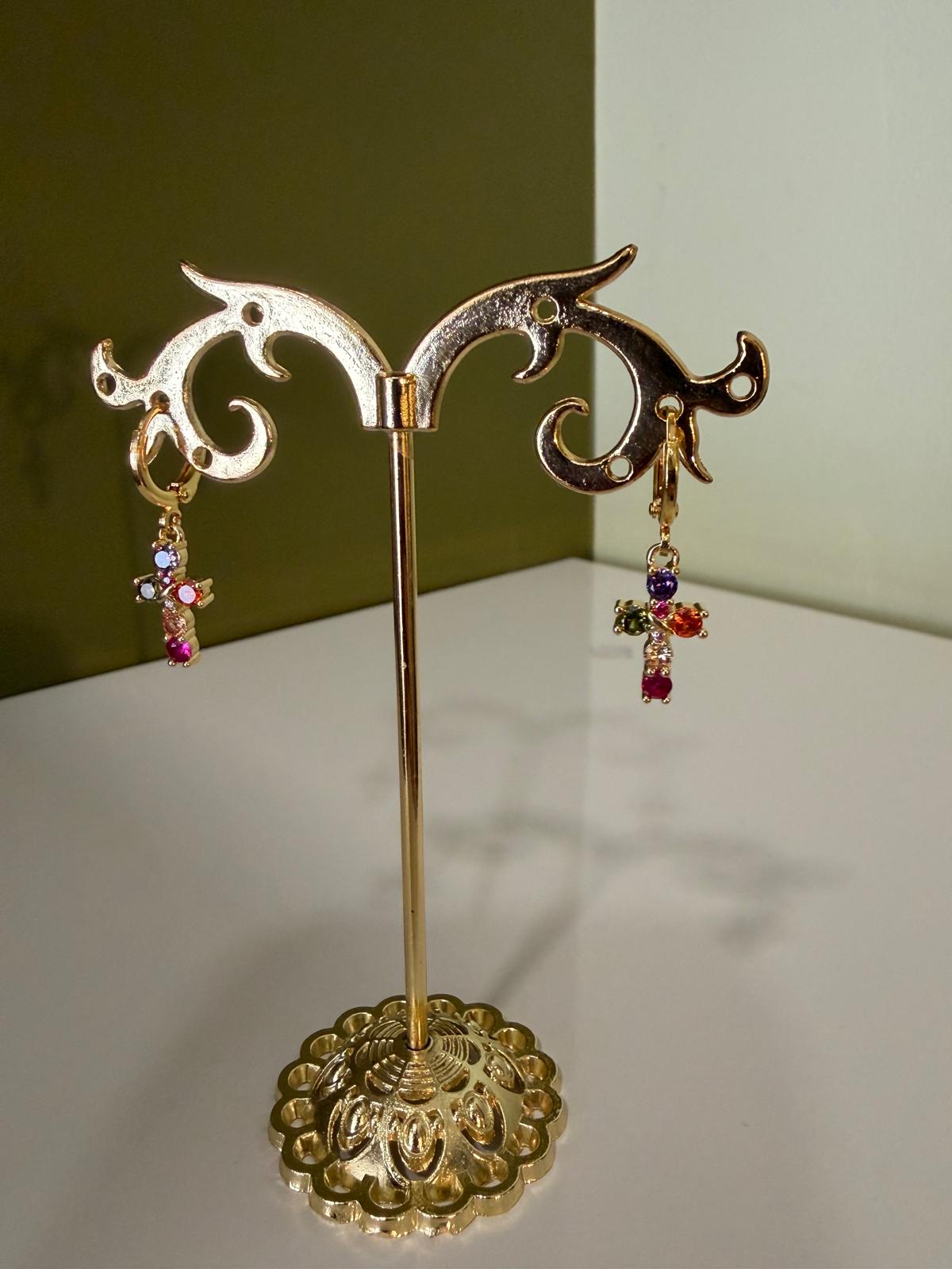 Boucles D'oreilles Croix Multicolores - Coco Loizo