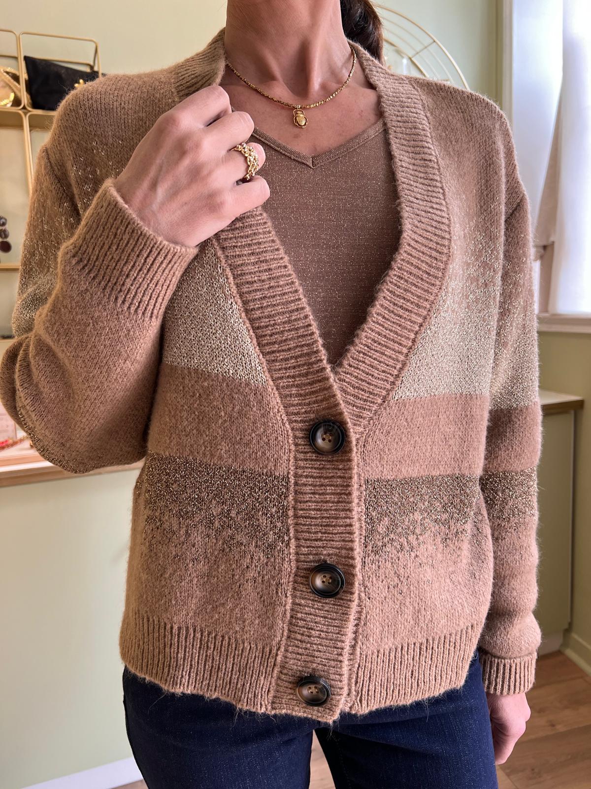 Gilet Dégradé Lurex - Beige - Pako Litto