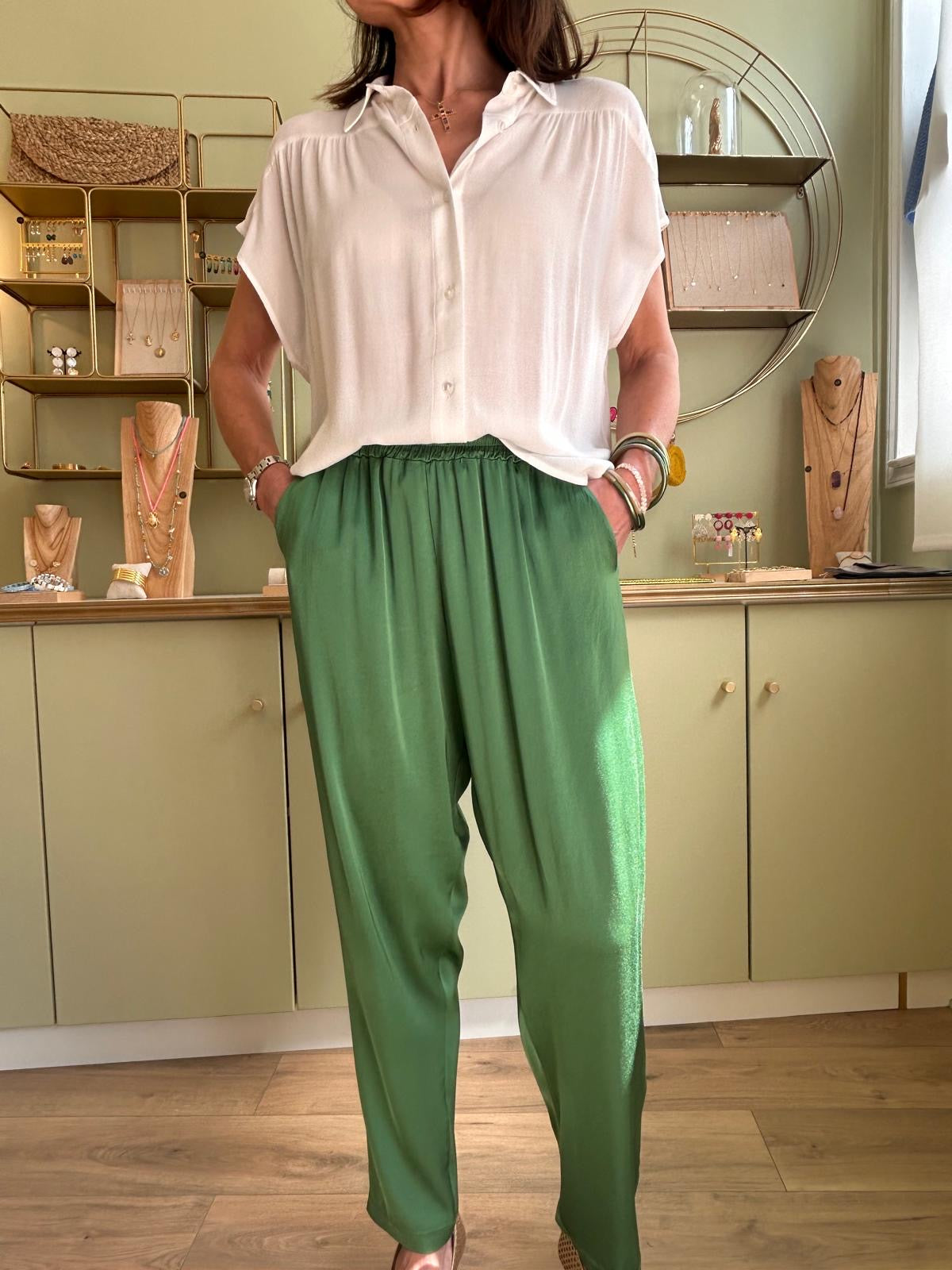 Pantalon Satinée Bunny - Vert - Pako Litto