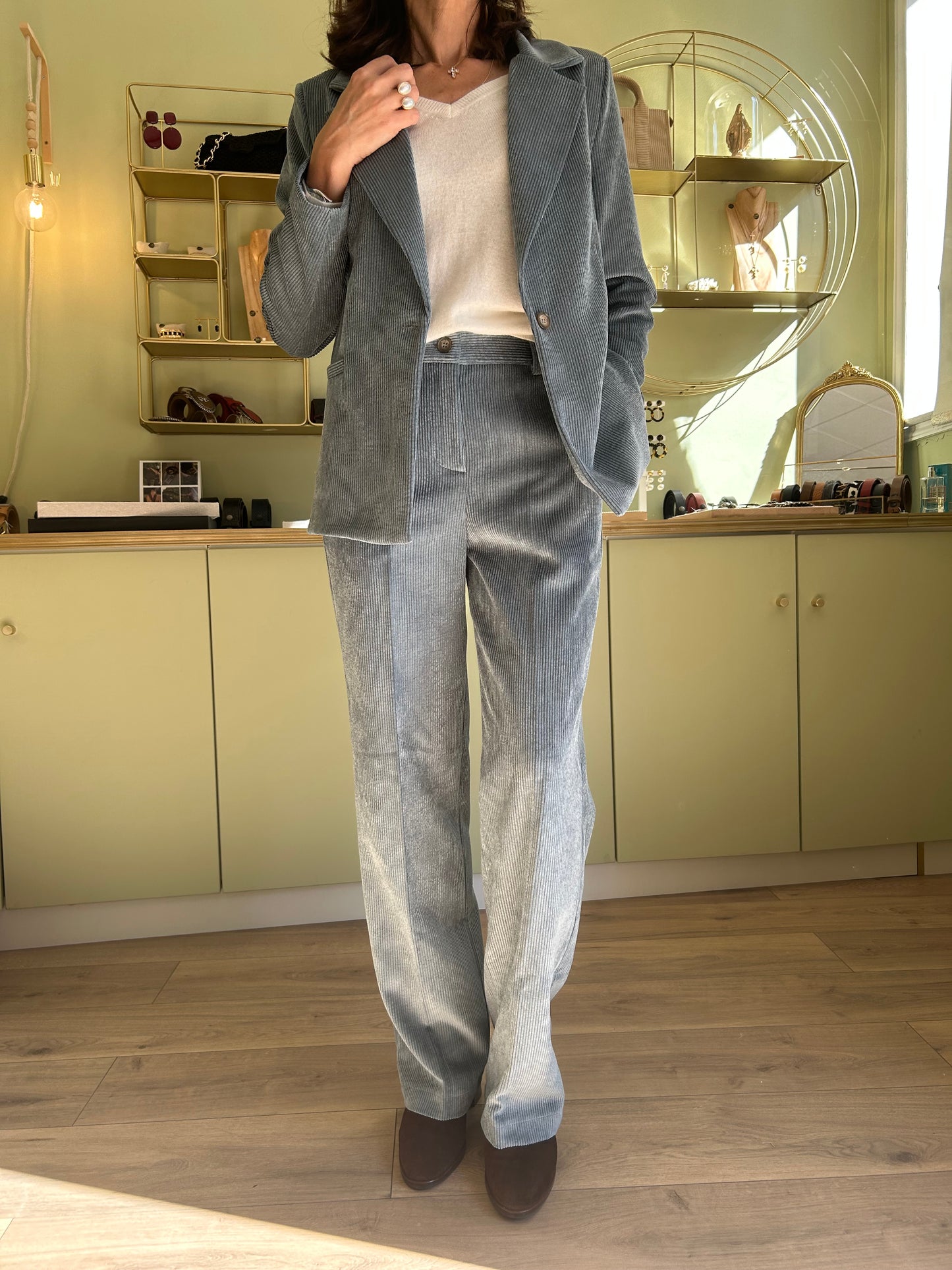 Blazer Velours Beth - Bleu Cendré - Pako Litto