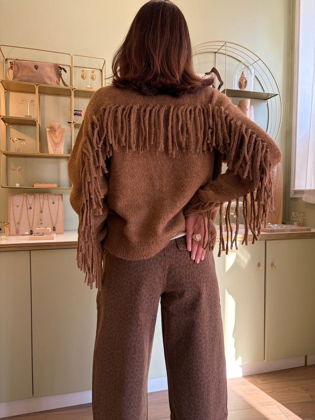 Gilet à franges Mery - Marron - La Petite Étoile