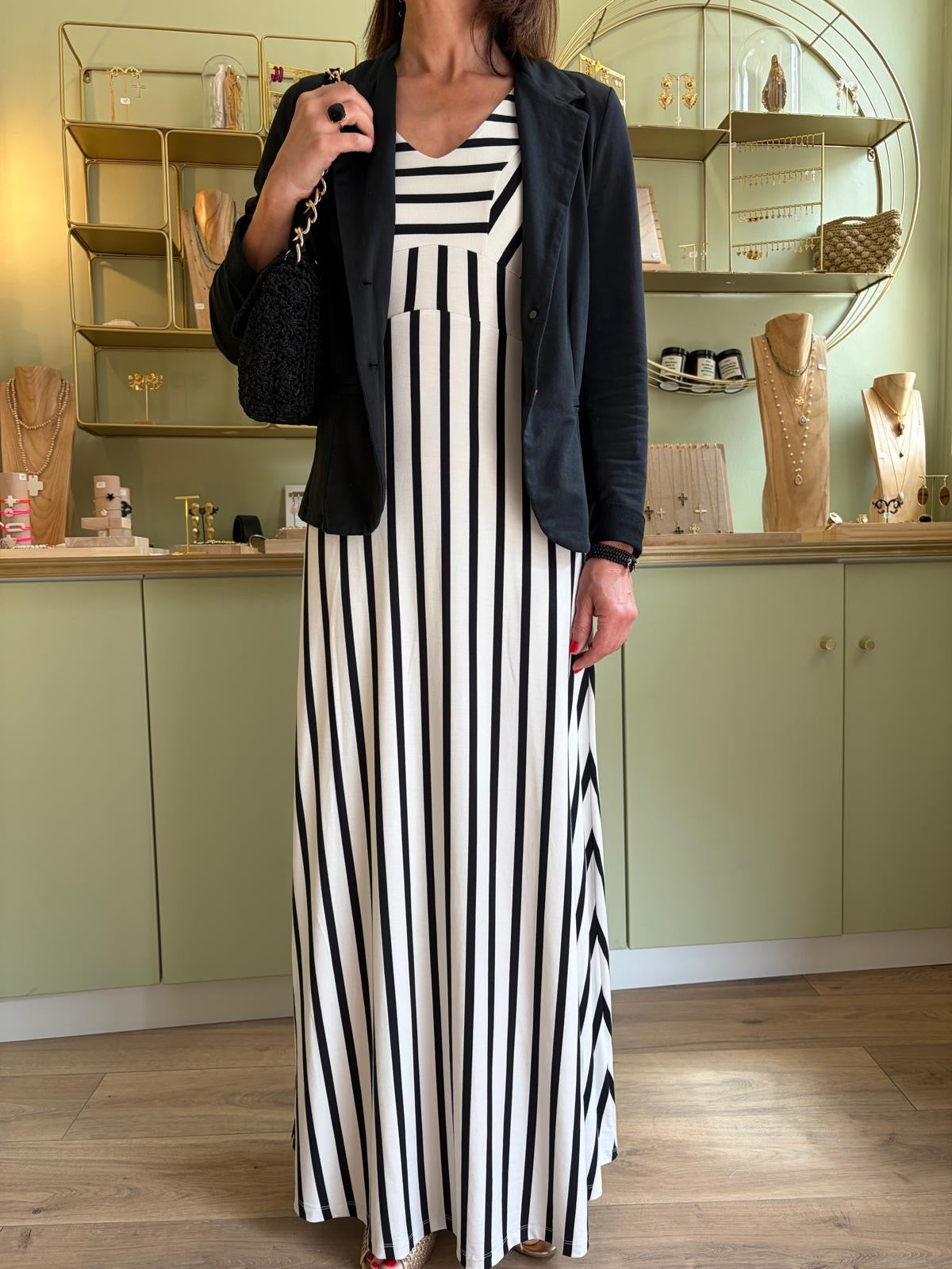 Robe Longue à Rayures Nina - Noire & Blanche - Zilch