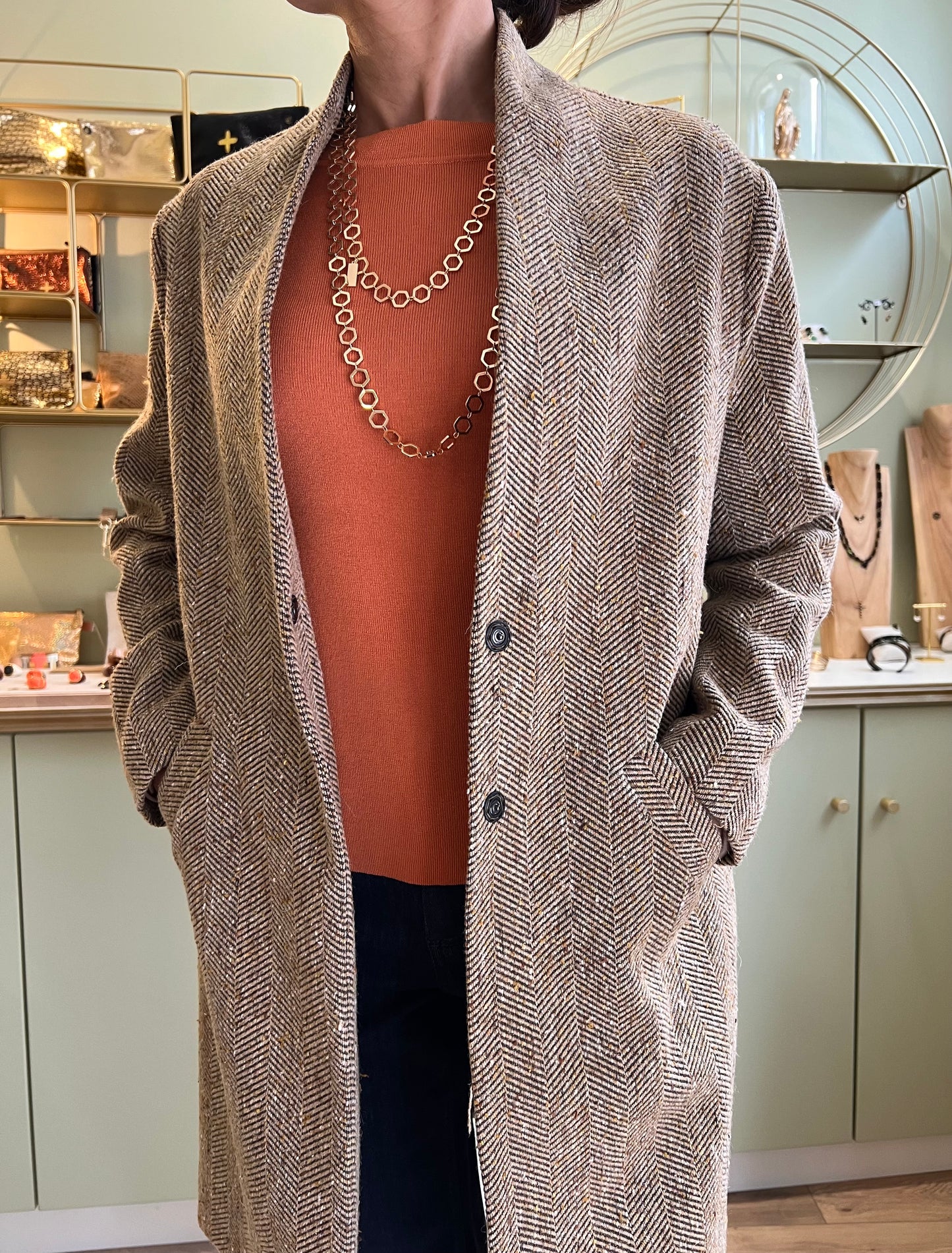 Manteau Chevron Baldwin - Beige - Pako Litto