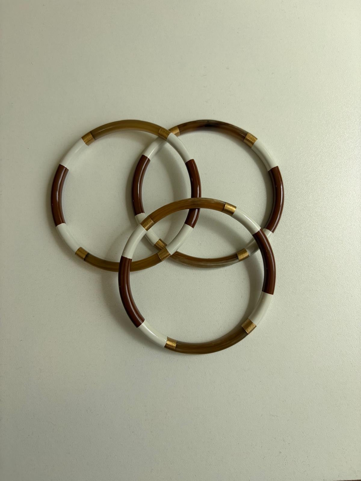 Lot Bracelet Corne - Marron & Blanc- Thelma & Nina