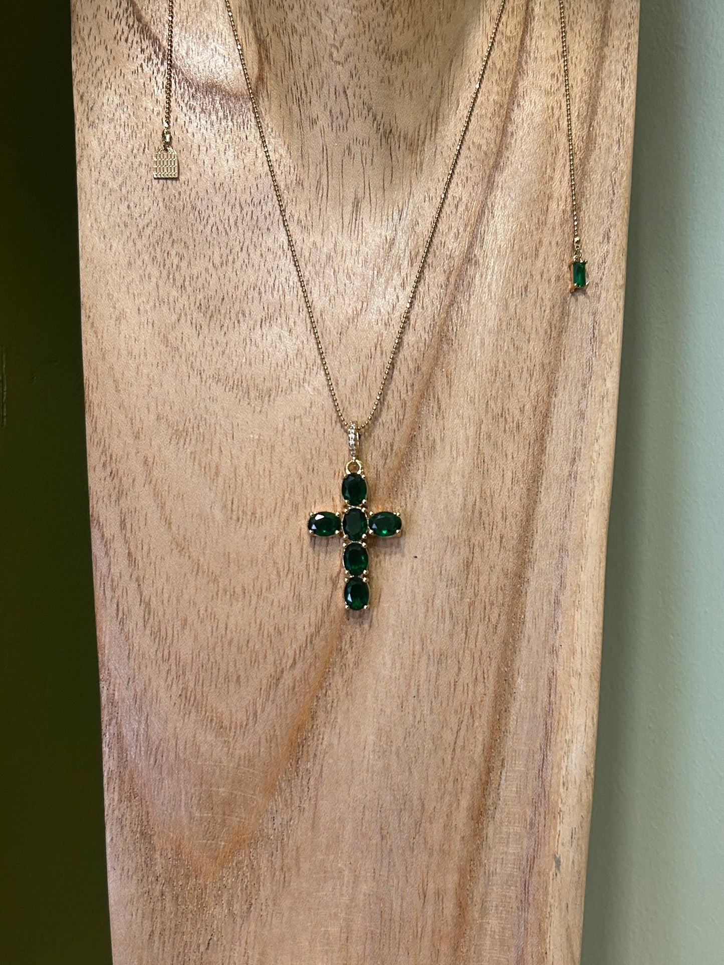 Sautoir Réglable Croix Verte 🍀- Coco Loizo