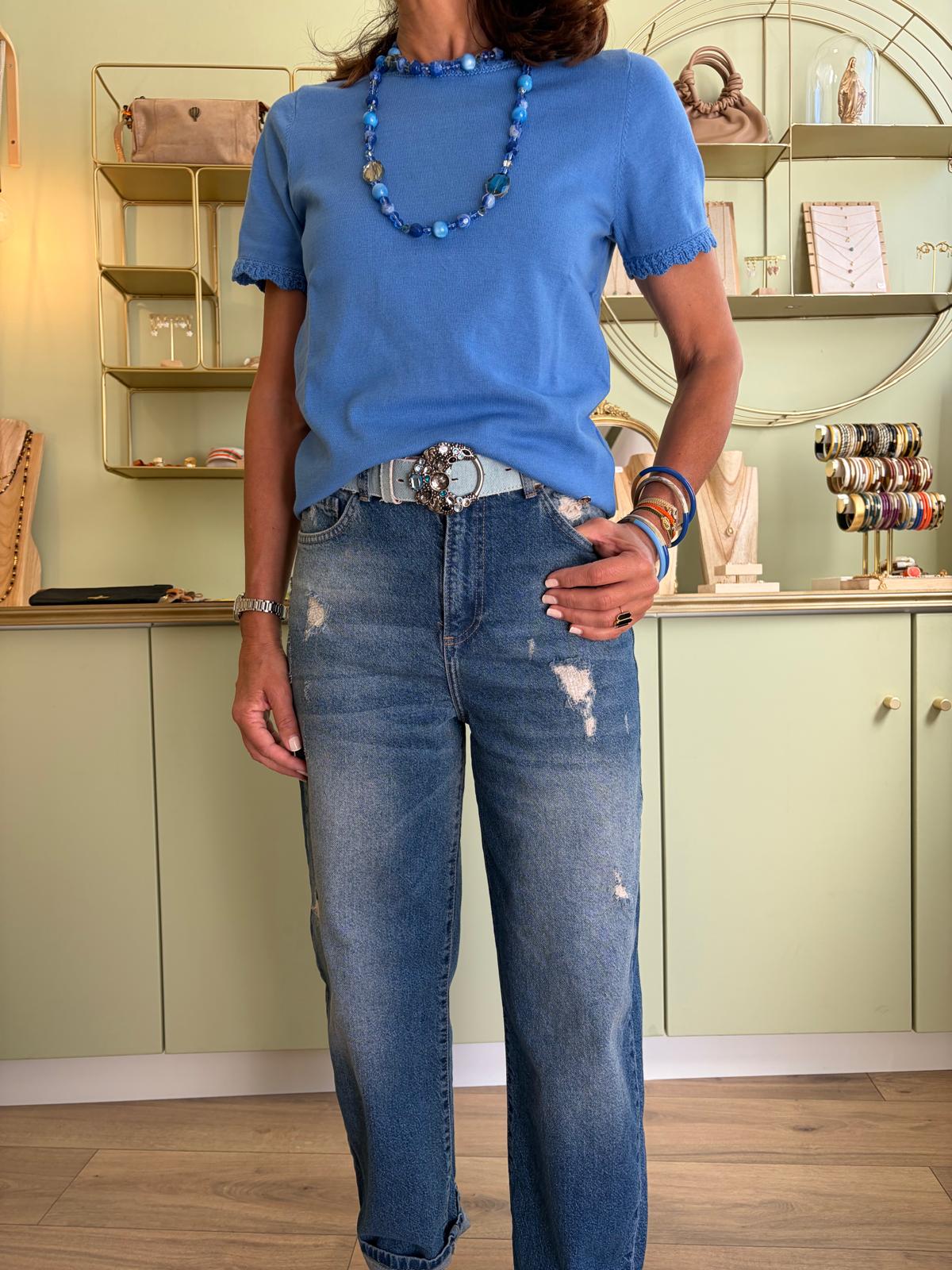 Top en Maille Mélinda - Bleu - La Petite Étoile
