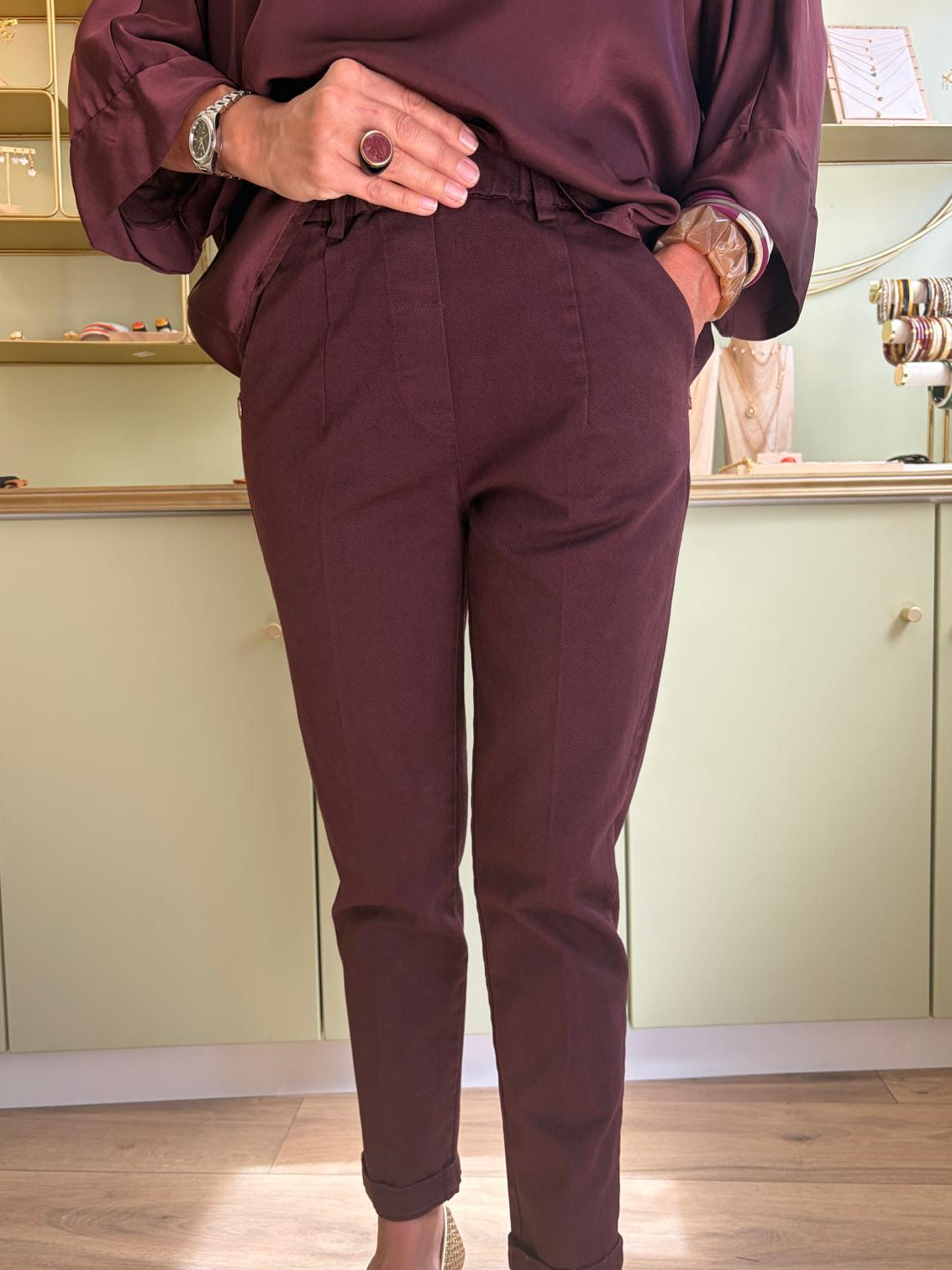 Chino 7/8 Hermine - Aubergine - Pako Litto