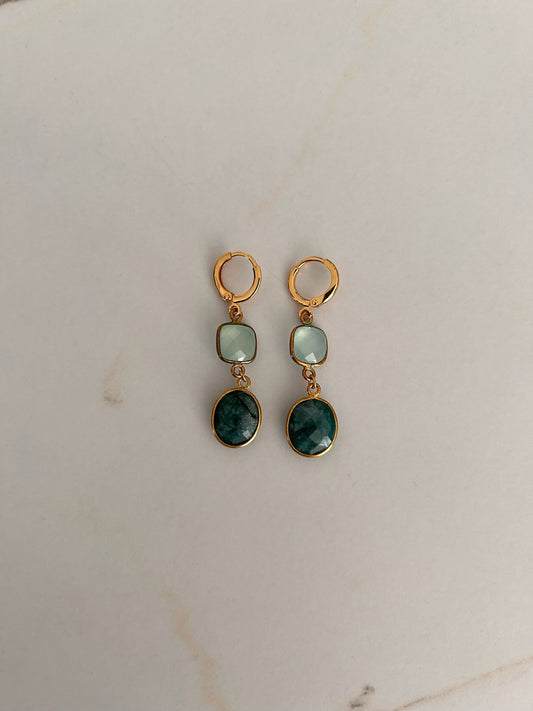Boucles d’oreilles créoles pour oreilles percées avec différentes pierres. BO faites main, Made In France.