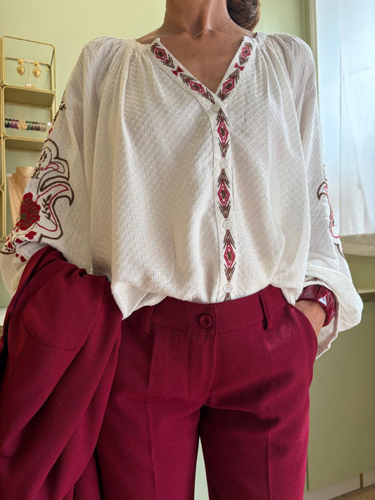 Blouse brodée Barly - Blanche - La Petite Étoile