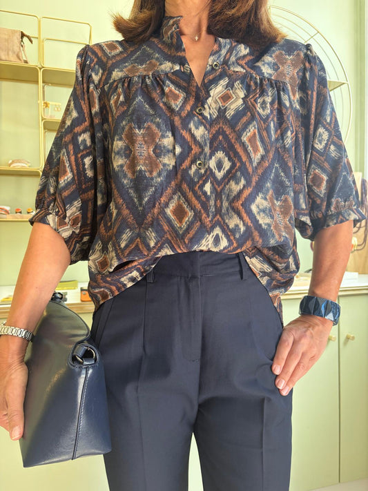 Blouse Imprimé Gemma - Flower Marine - Pako Litto