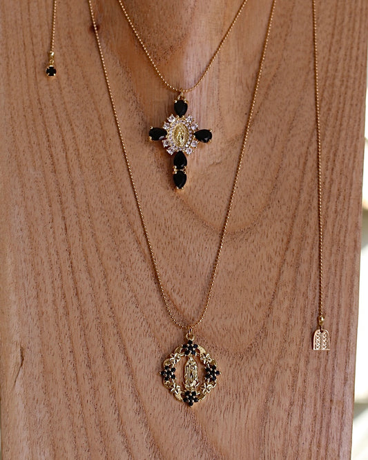 Sautoir Réglable Croix Noire - Coco Loizo