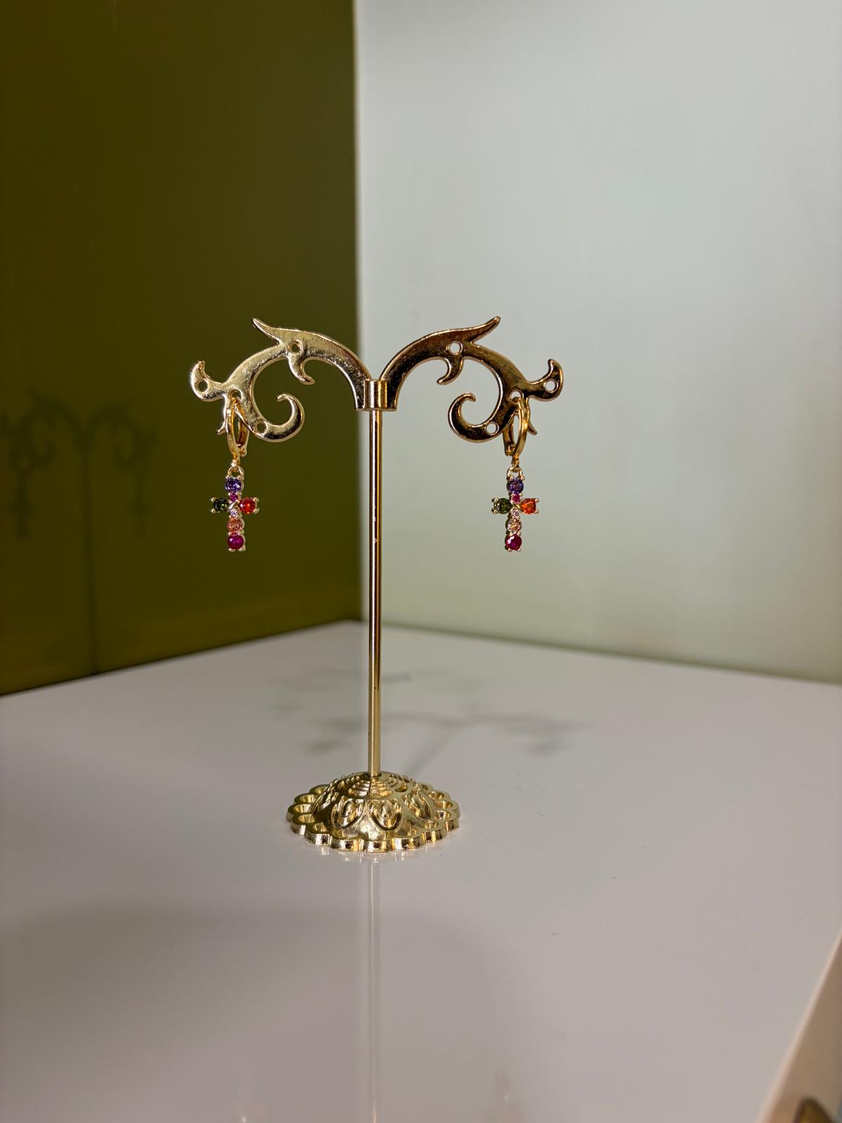 Boucles D'oreilles Croix Multicolores - Coco Loizo