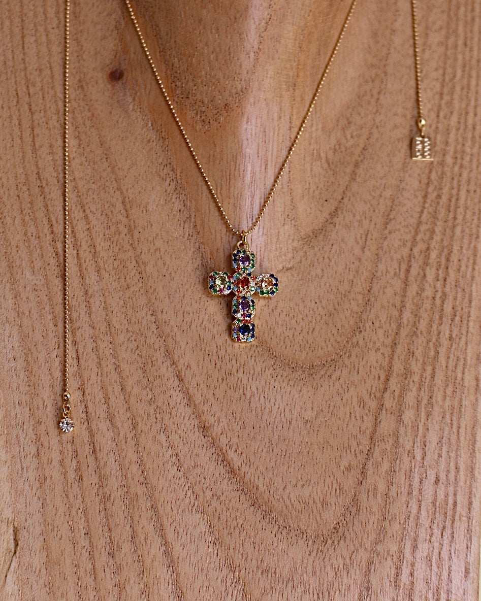 Sautoir Réglable Croix Multi 🌈 - Coco Loizo