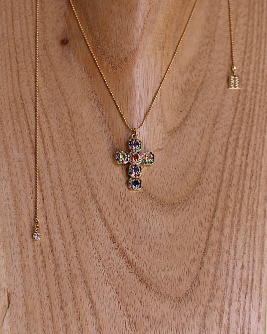 Sautoir Réglable Croix Multi 🌈 - Coco Loizo