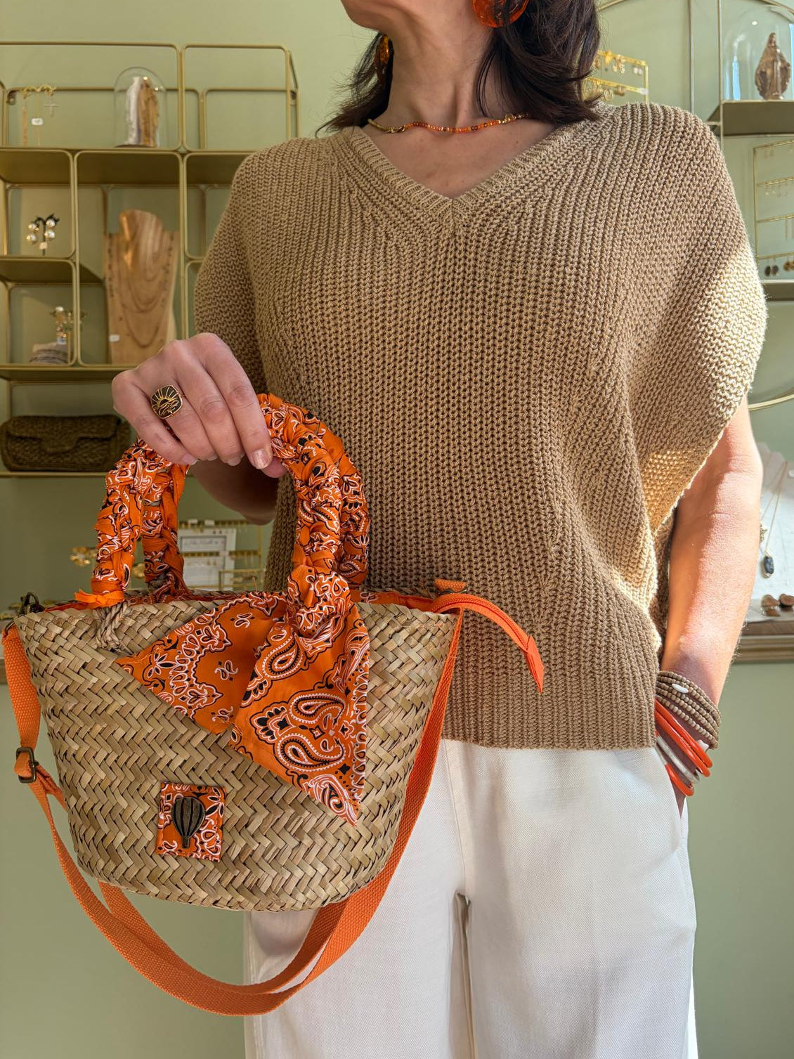 Petit Panier Bandana Orange - Cowgirl - Le Voyage en Panier