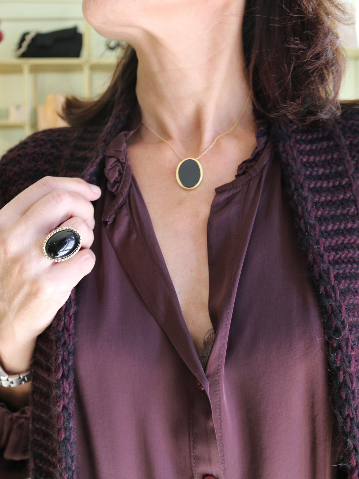 Collier Ovale Miroir - Noir - Lovely Day