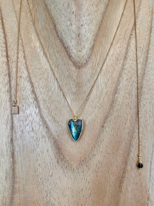 Sautoir Réglable Cœur Labradorite - Coco Loizo