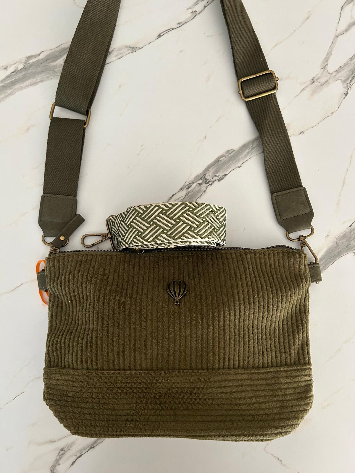 Sac Velours Duvica - Kaki - Le Voyage en Panier