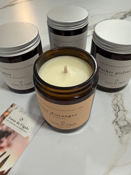 Bougie Parfumée Fleur d'Oranger - Cire d'Olive - Cœur de Cigale