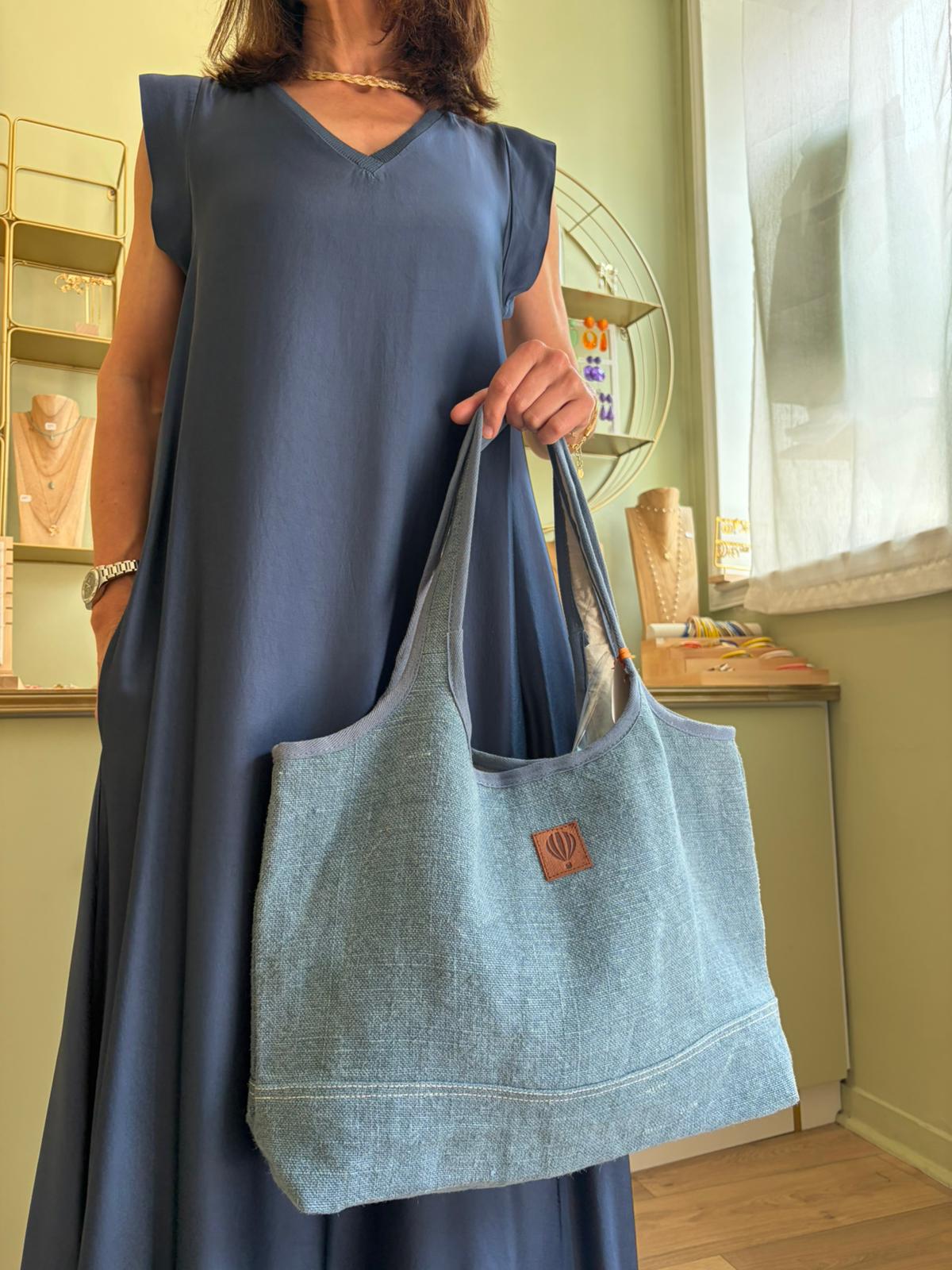 Robe Longue Silky Fleur - Denim - Pako Litto