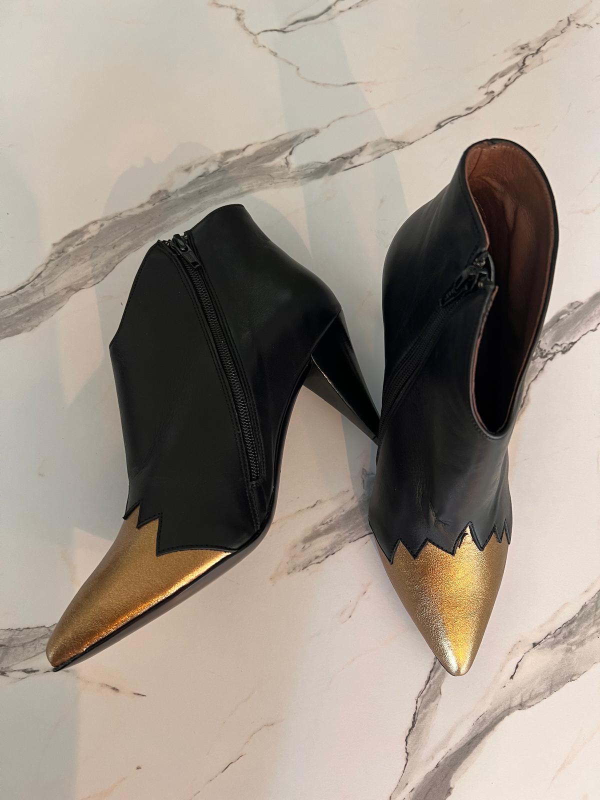 Bottines Mégane - Noire et Dorée - Kmassalia