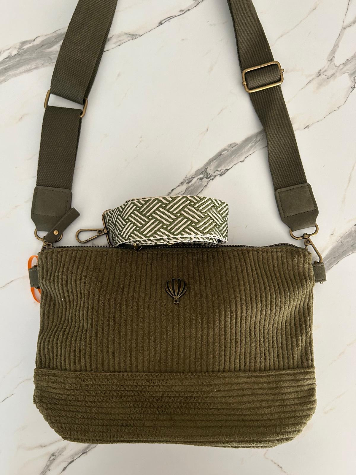 Sac Velours Duvica - Kaki - Le Voyage en Panier