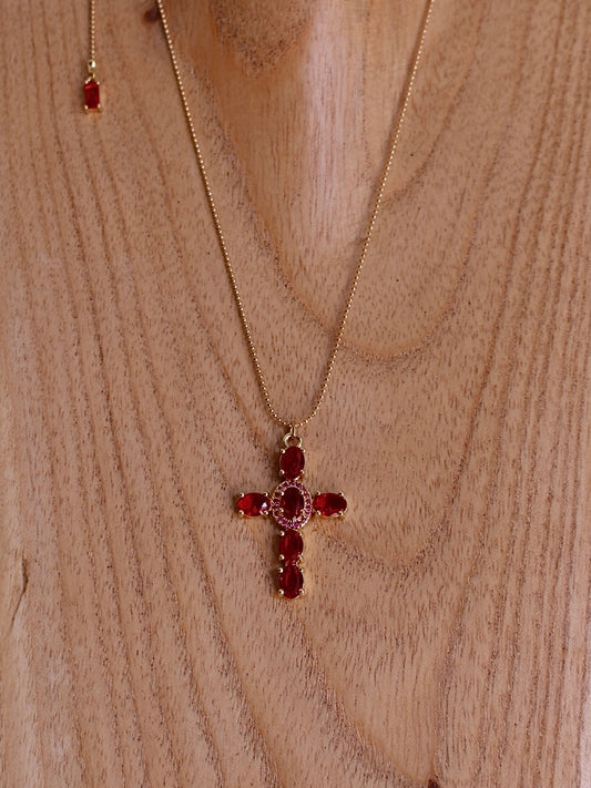 Sautoir Réglable Croix Rouge 💋 - Coco Loizo