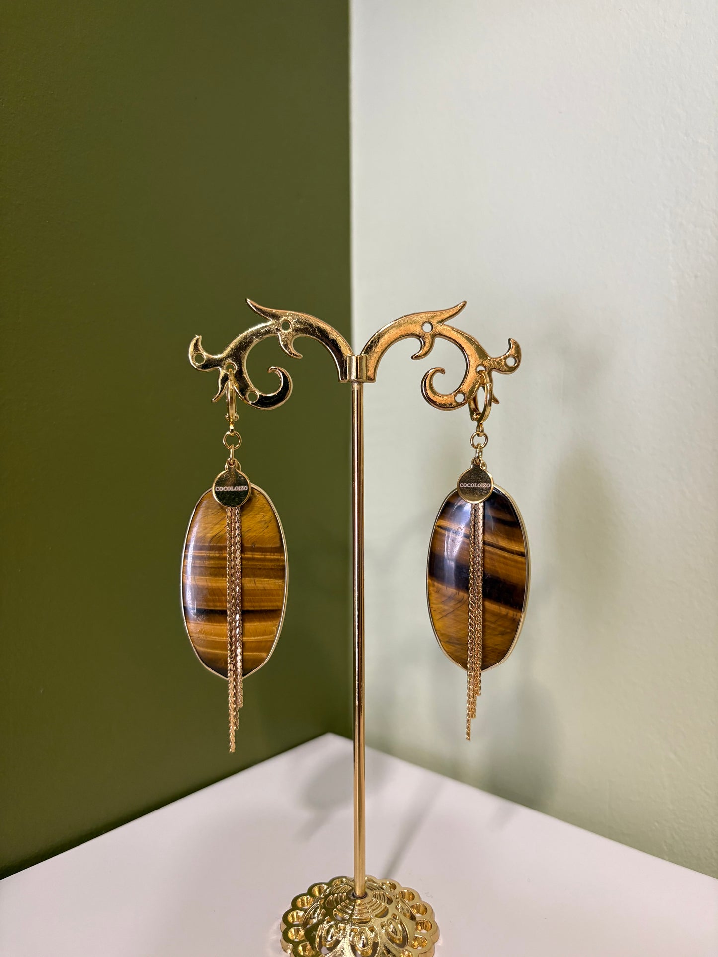 Boucles D’oreilles Oeil de Tigre 🐆 - Coco Loizo