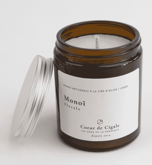 Bougie Parfumée Monoï - Cire d'Olive - Cœur de Cigale