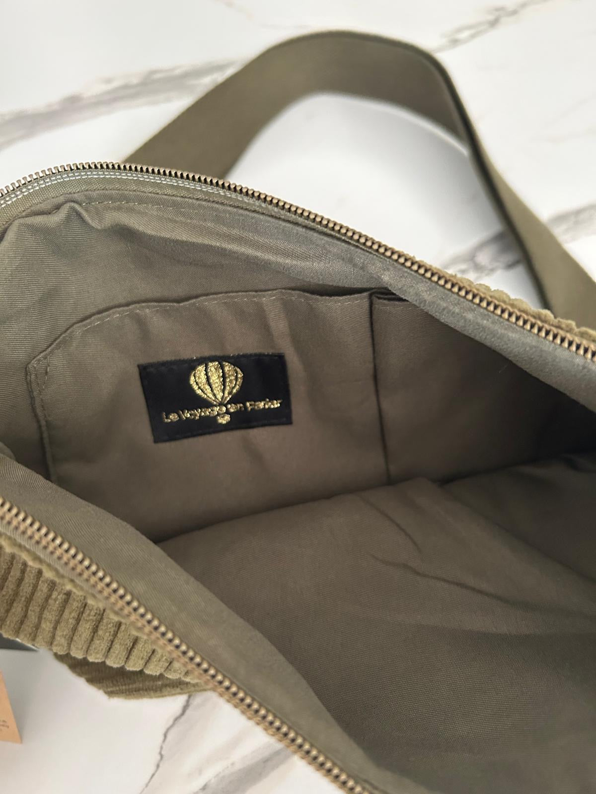 Sac Velours Duvica - Kaki - Le Voyage en Panier