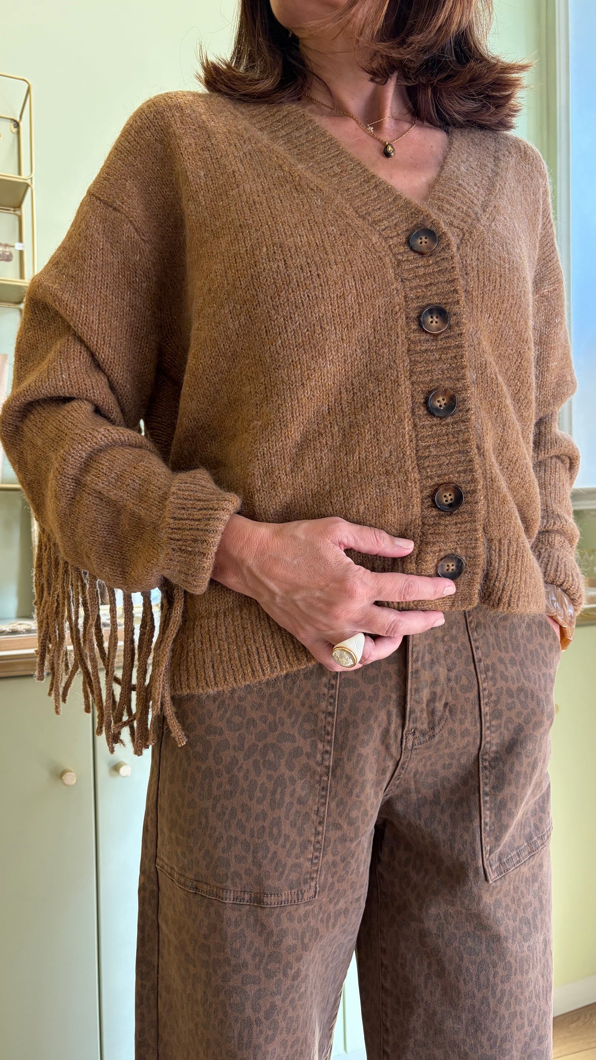 Gilet à franges Mery - Marron - La Petite Étoile
