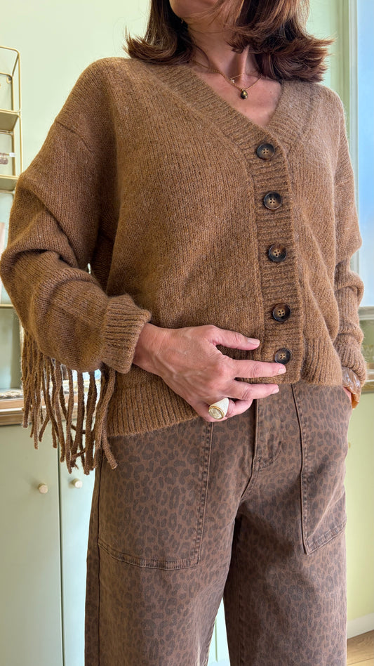 Gilet à franges Mery - Marron - La Petite Étoile
