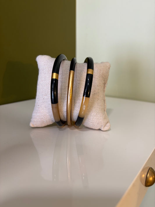 Lot Bracelet Corne - Noir & Doré - Thelma & Nina