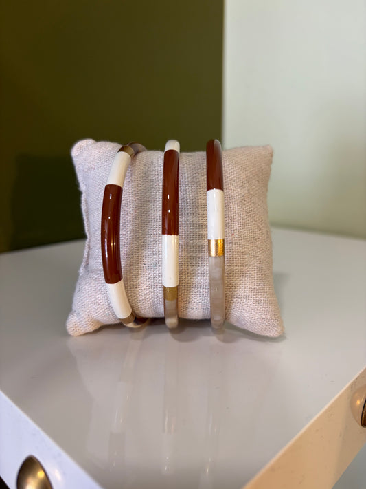Lot Bracelet Corne - Marron & Blanc- Thelma & Nina