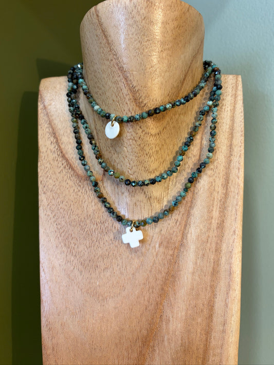 Multi-Tour Turquoise Africaine - Céramique Blanche - Maison Joseph