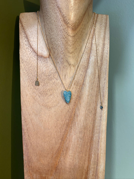 Sautoir Réglable Coeur Turquoise - Coco Loizo