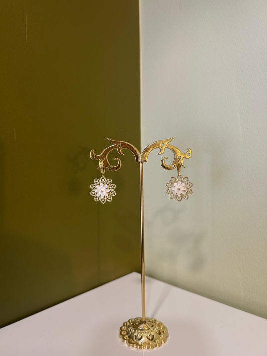 Boucles d'Oreilles Racha - Nacre Blanche - Les Petites Pampilles