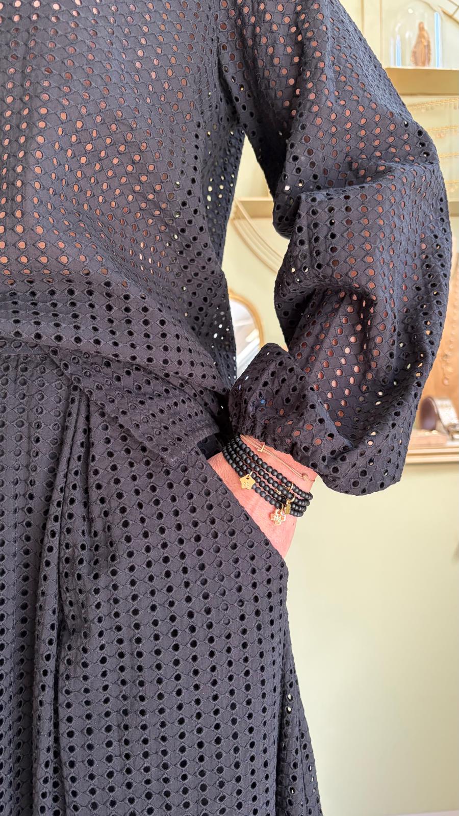 Tunique d'été Broderie Anglaise Love - Noire - Zilch