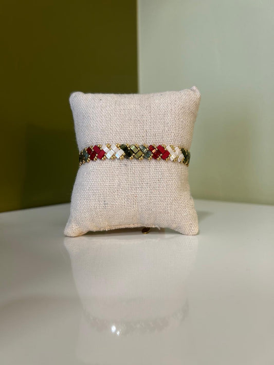 Bracelet 1 Rang - Rouge & Vert - Princesse Soleil