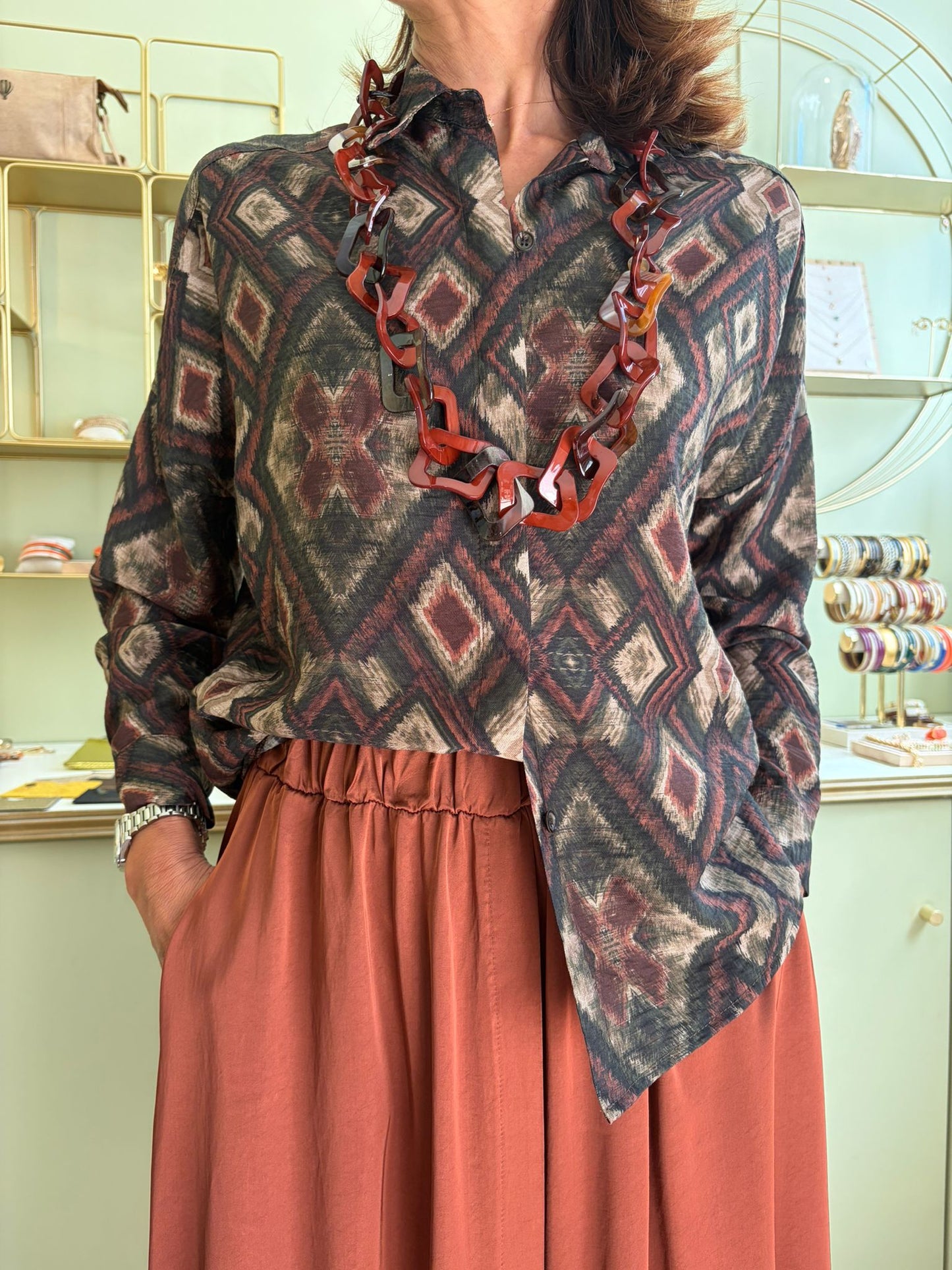 Chemise Imprimée - Folk Vert - Pako Litto